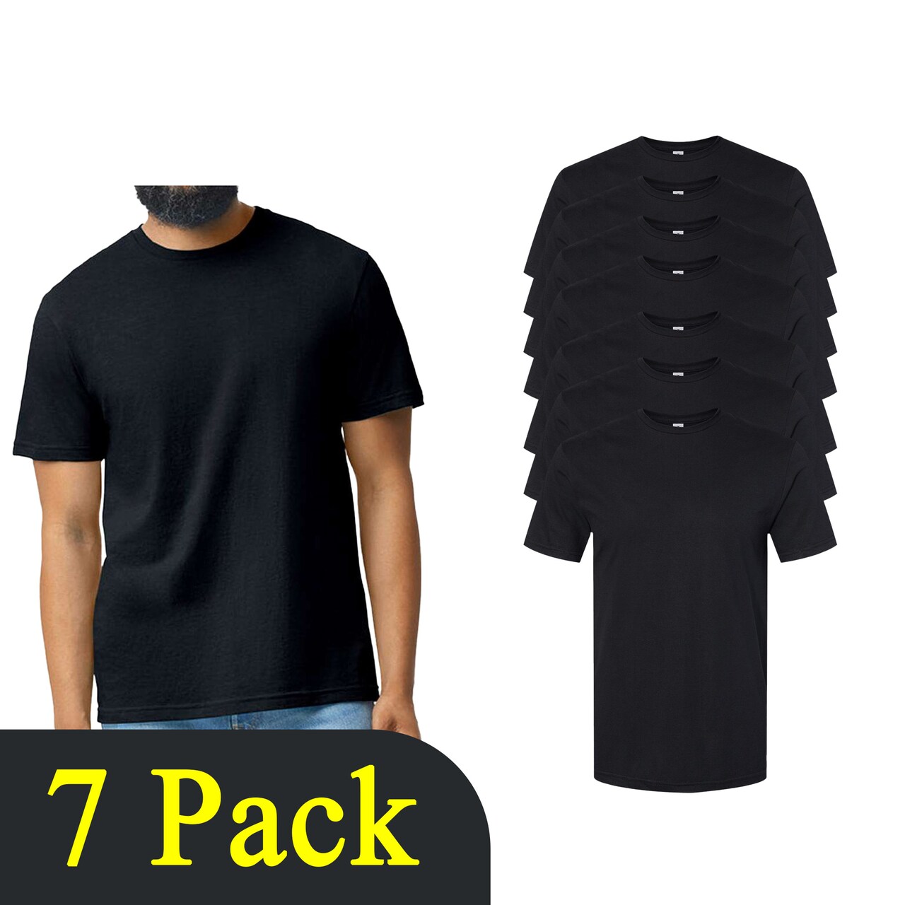 Gildan Softstyle CVC Blank Crewneck Cricut T-Shirt, Black DIY Multipack Shirt